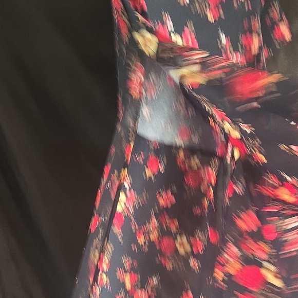 Sweet Rain Black Midi Dress with Red and Yellow Floral Design - Picture 5 of 6